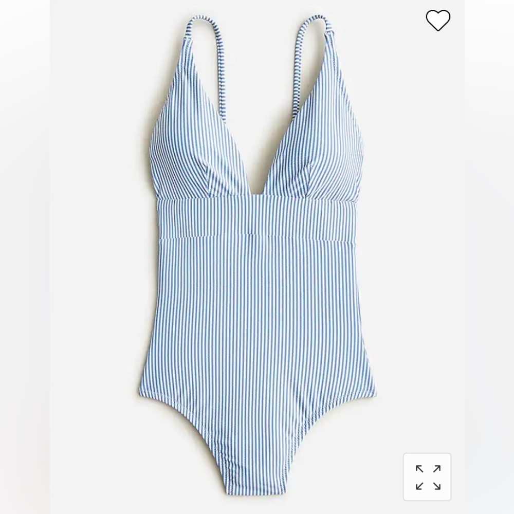 NWT JCrew Plunge One Piece in Seersucker Size 22